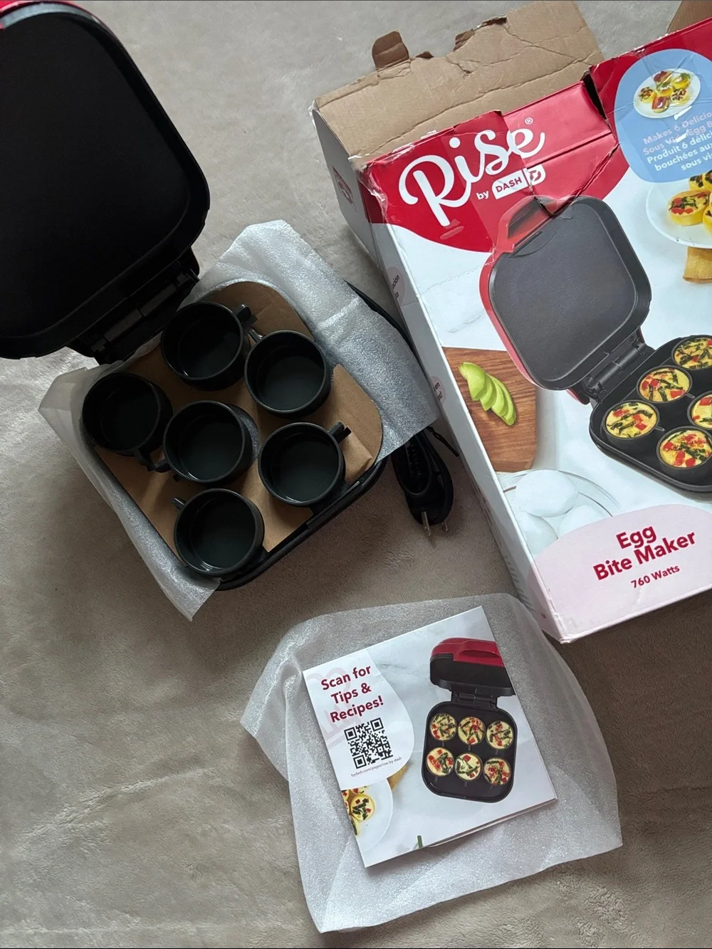 Rise by dash Red Egg Bite Maker 760 Watts